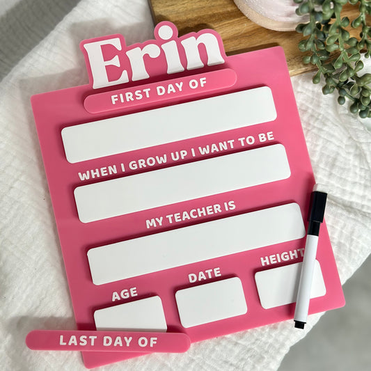 Back to School Board (Large) | UV Printed or 3D Acrylic Name