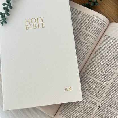 Personalised Holy Bible with Gold Monogram | Custom Initials Christening or Baptism Gift