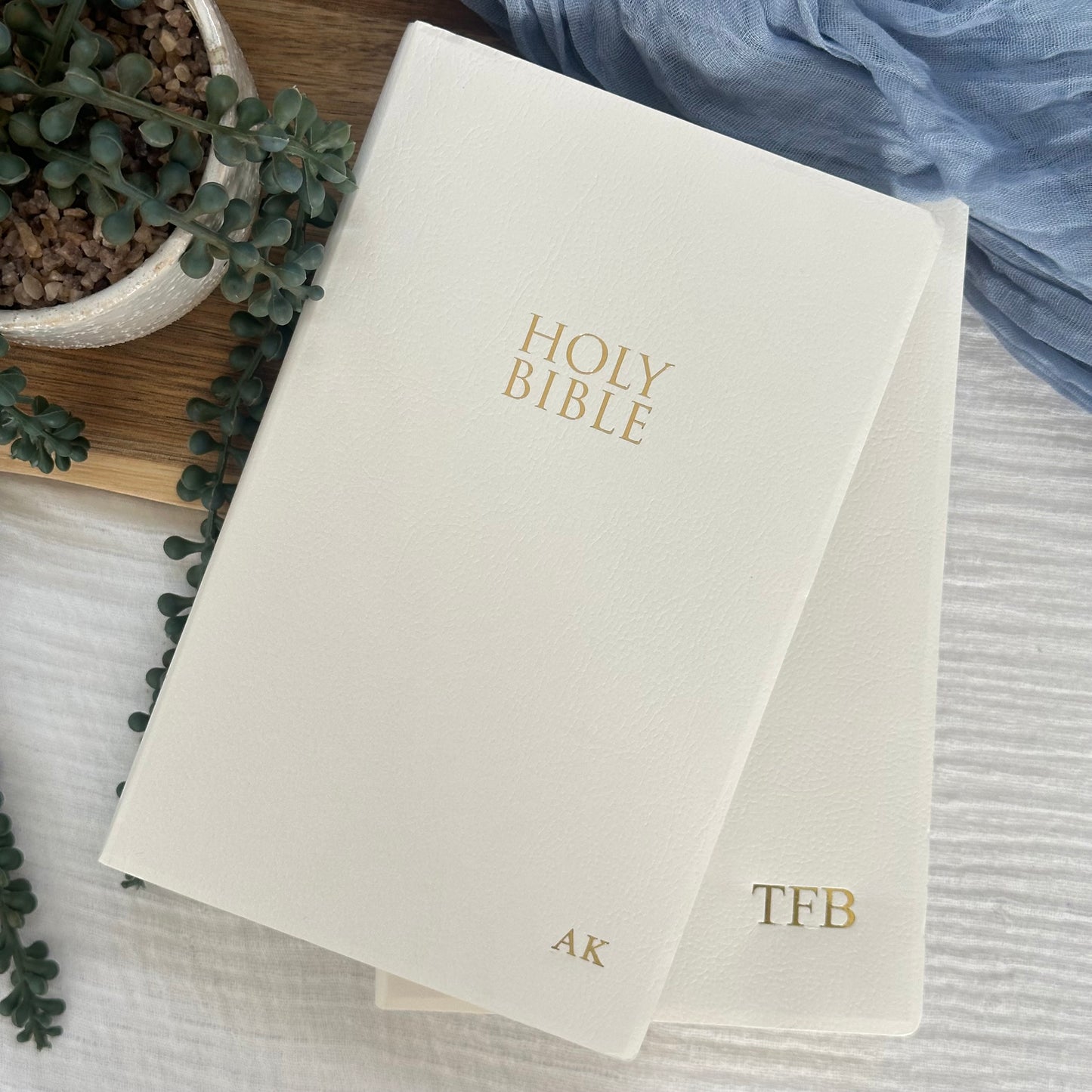 Personalised Holy Bible with Gold Monogram | Custom Initials Christening or Baptism Gift