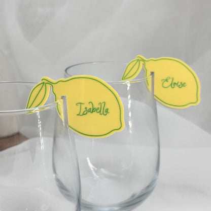 Cin Cin Lemon Line Art Acrylic Drink Tags