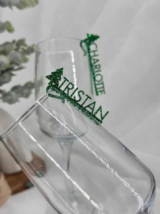 Christmas Tree Acrylic Name Drink Clip