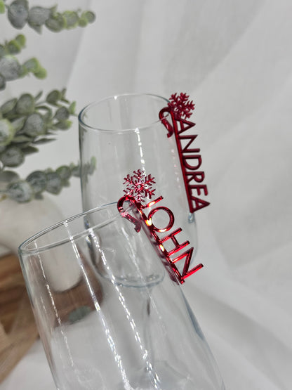 Snowflake Acrylic Name Drink Clip