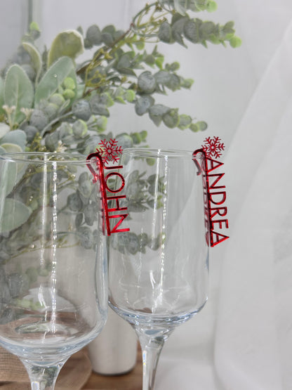 Snowflake Acrylic Name Drink Clip