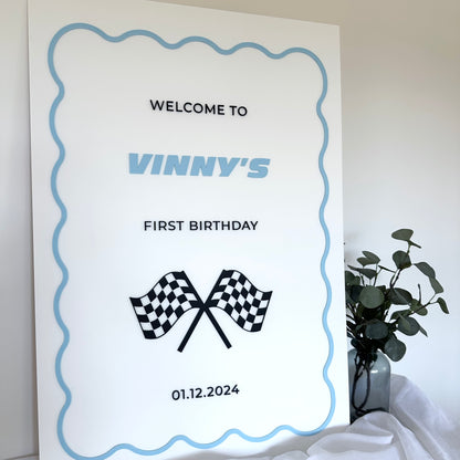 Classic Racing Themed Party Welcome Sign