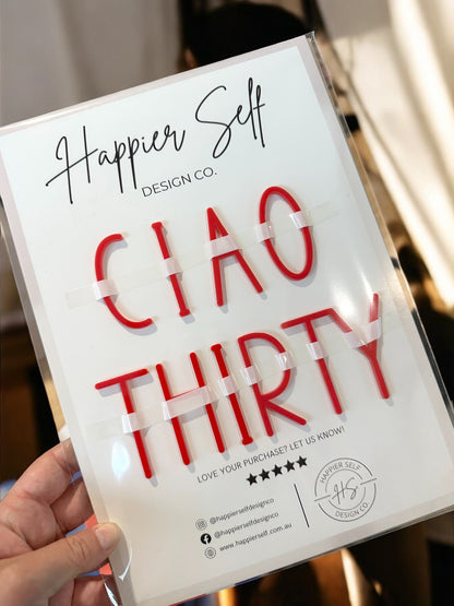 CIAO THIRTY Acrylic Cake Topper
