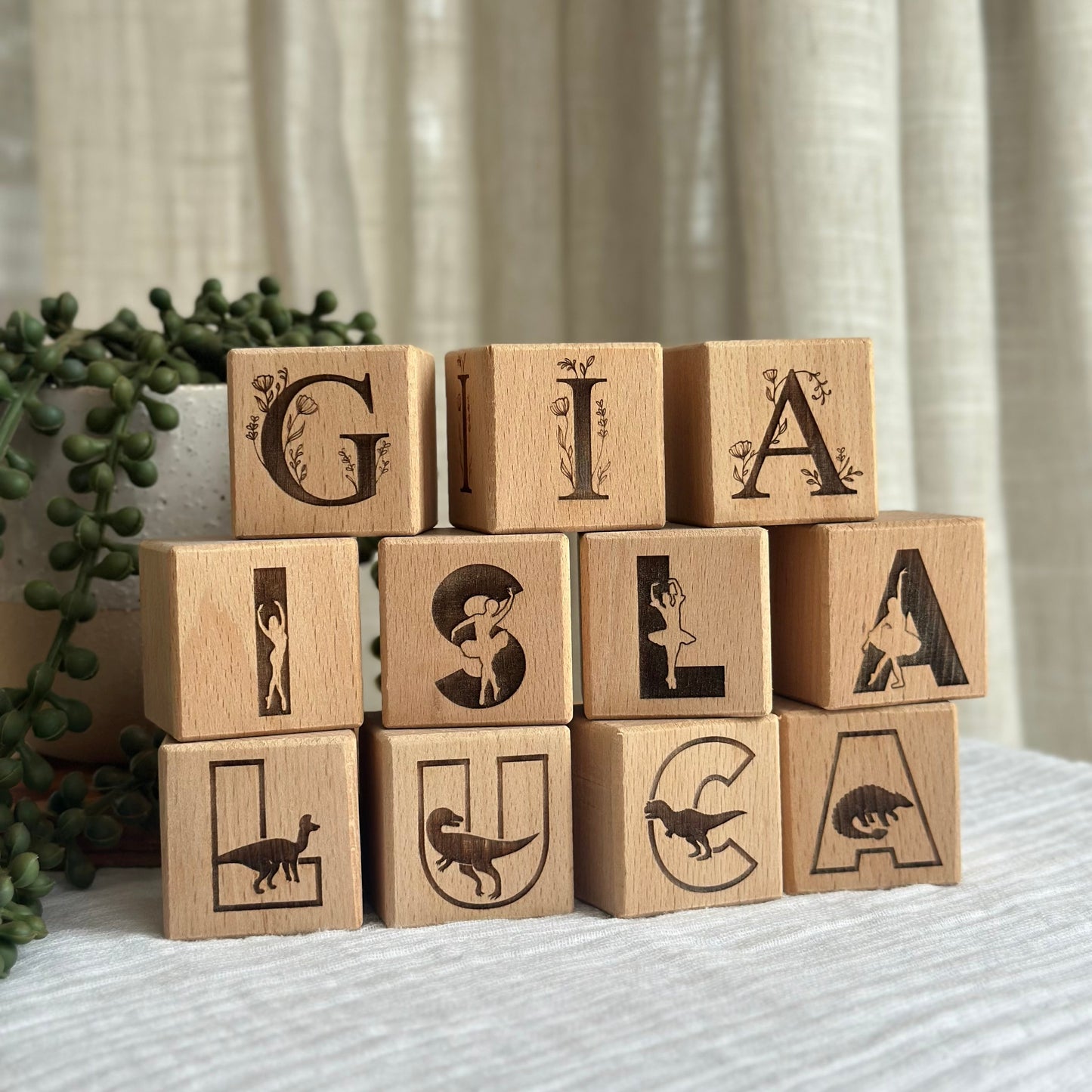 Engraved Wooden Building Blocks