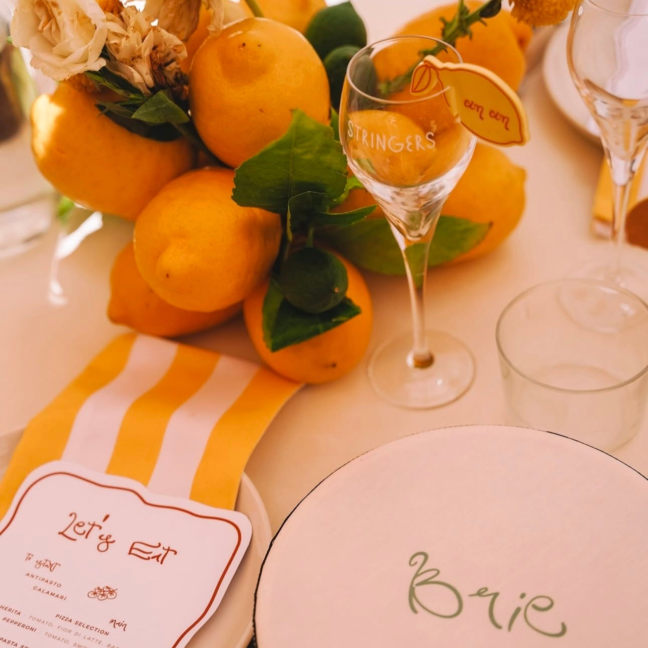 Cin Cin Lemon Line Art Acrylic Drink Tags
