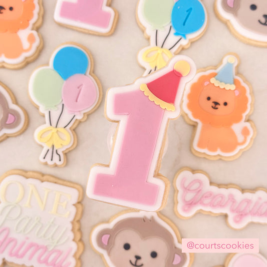 Number One (1) with Party Hat Cookie Stamp & Cutter | One Party Animal