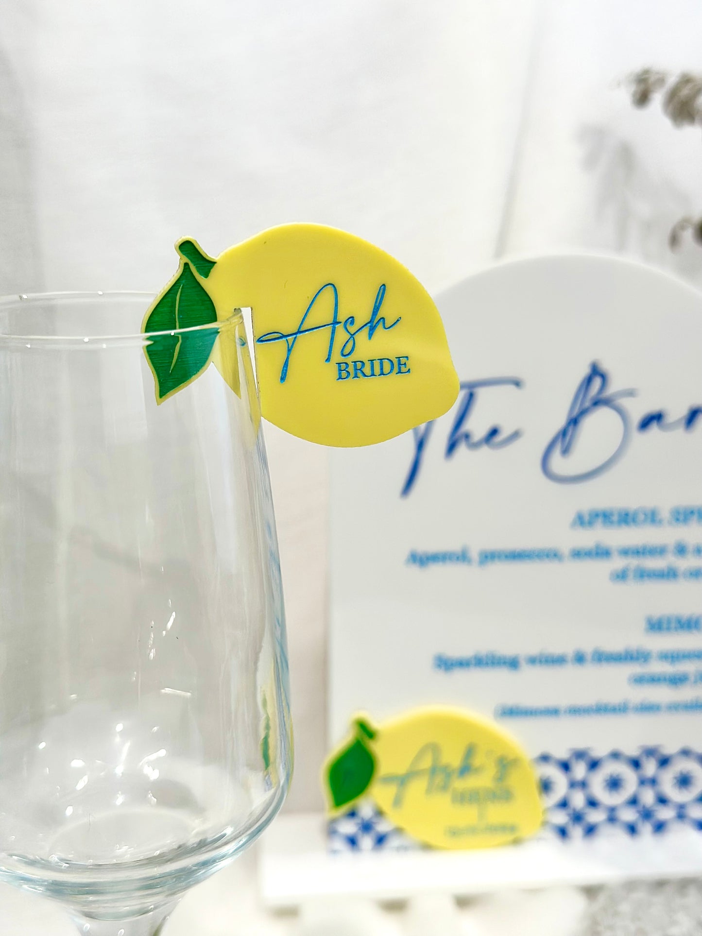 Amalfi Lemon Acrylic Drink Tags