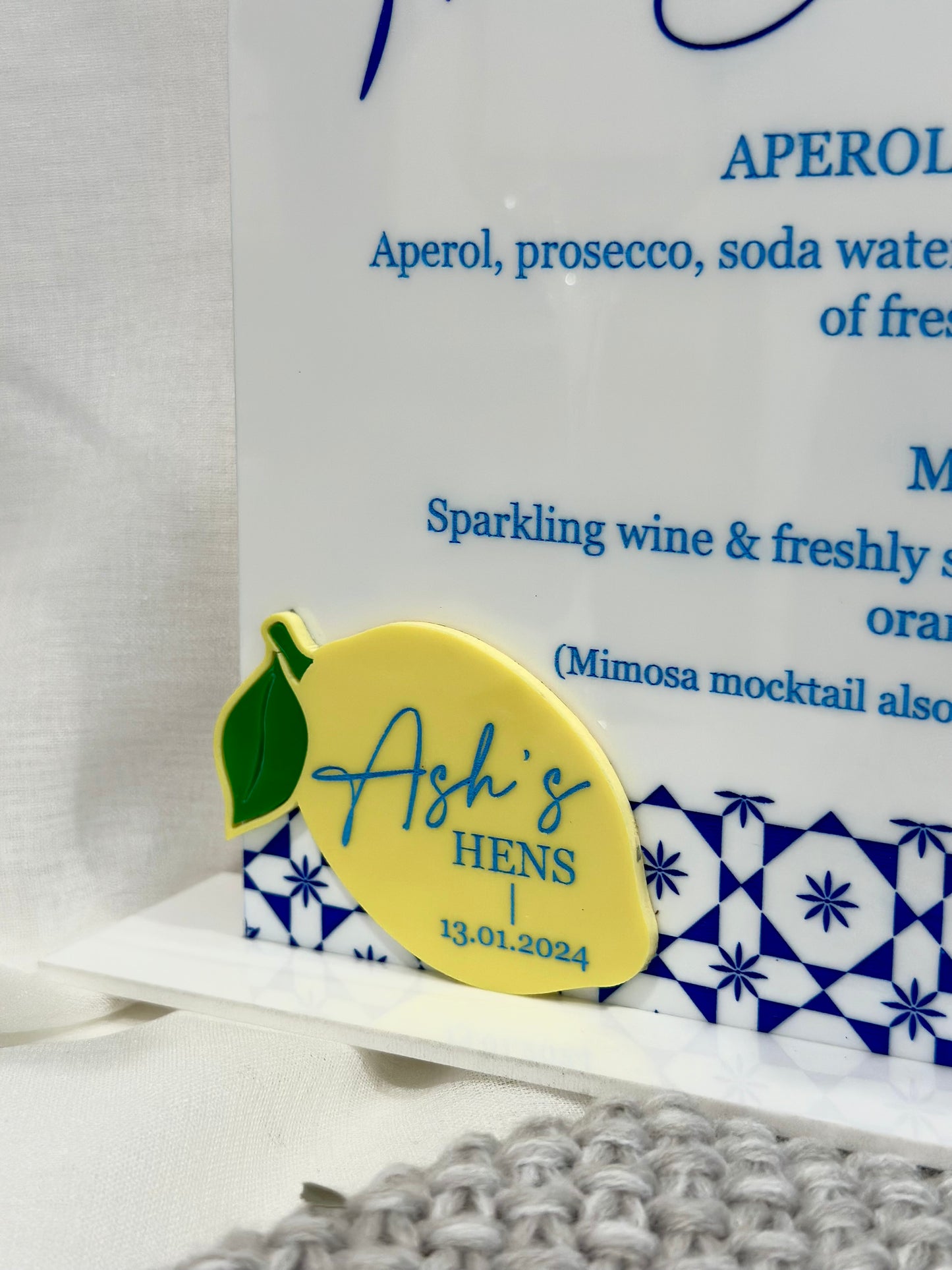 Custom Amalfi Acrylic Bar Menu