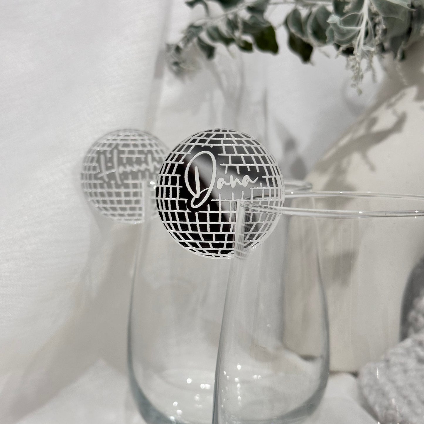 Disco Ball Acrylic Drink Tags