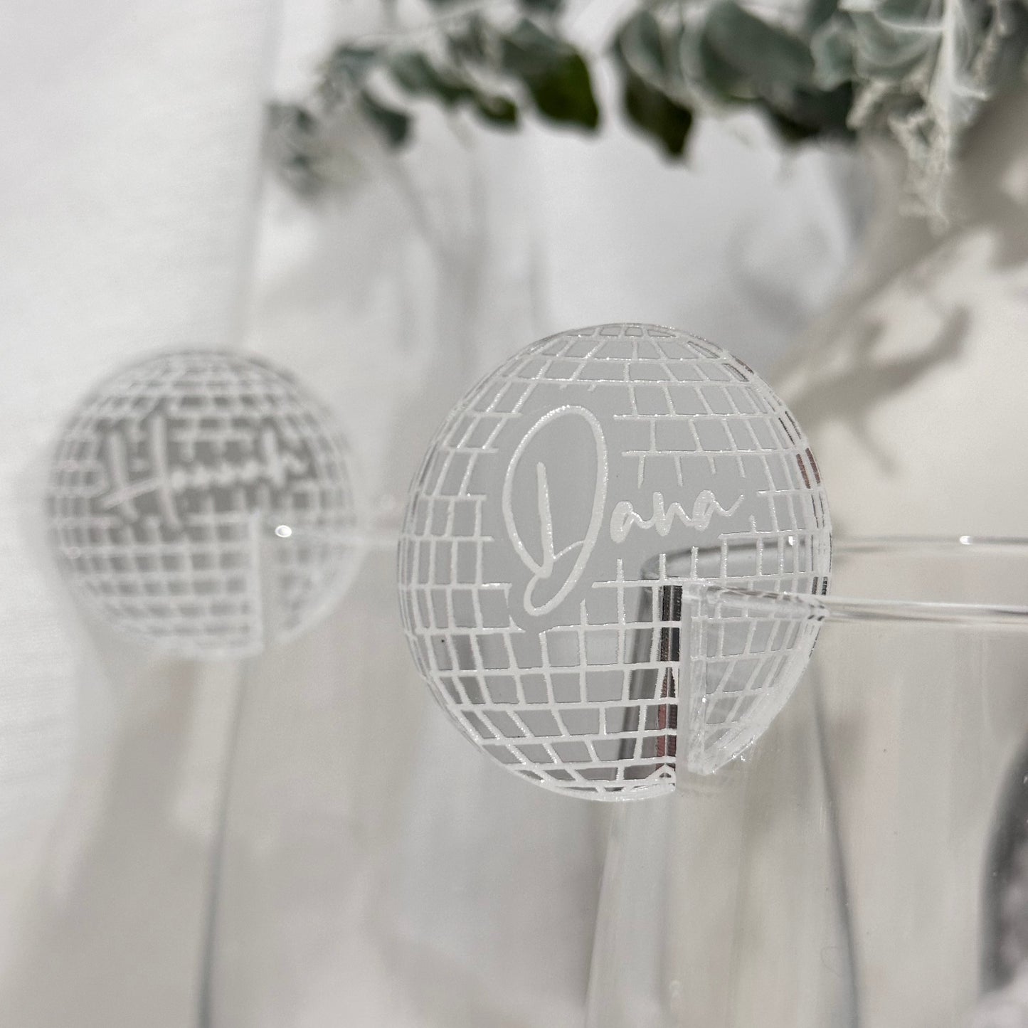 Disco Ball Acrylic Drink Tags