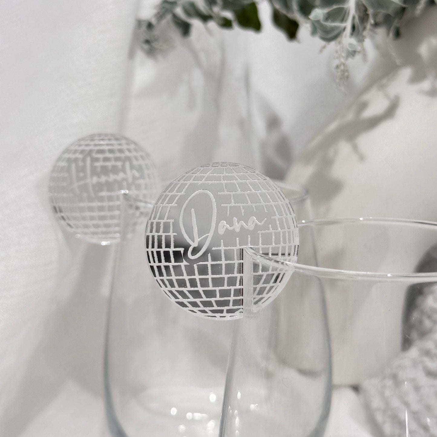 Disco Ball Acrylic Drink Tags