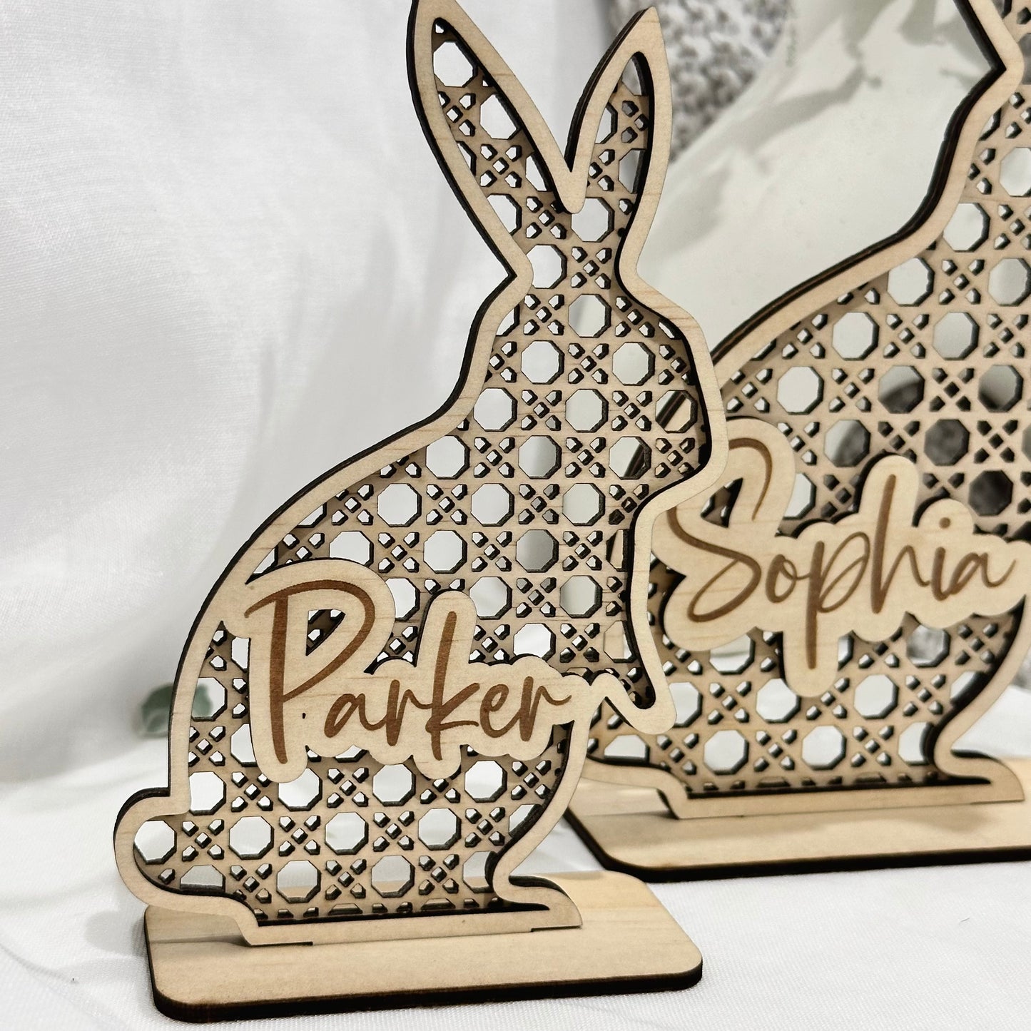 Personalised Easter Rattan Bunnies