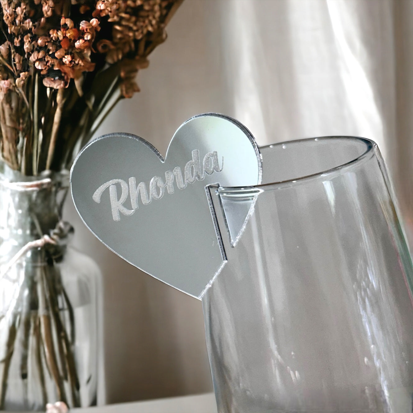 Heart Shaped Acrylic Drink Tag