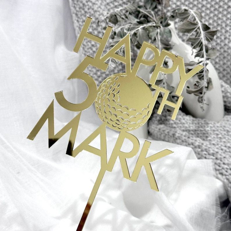 Golf Ball Themed Acrylic Cake Topper
