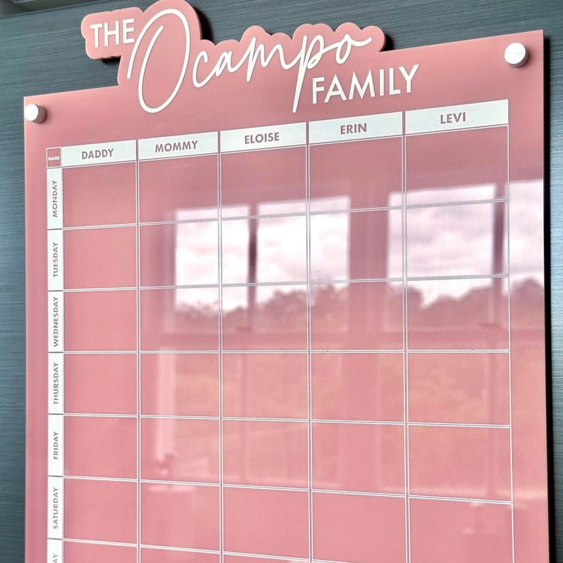 Personalised Fridge Mounted Weekly Family Planner