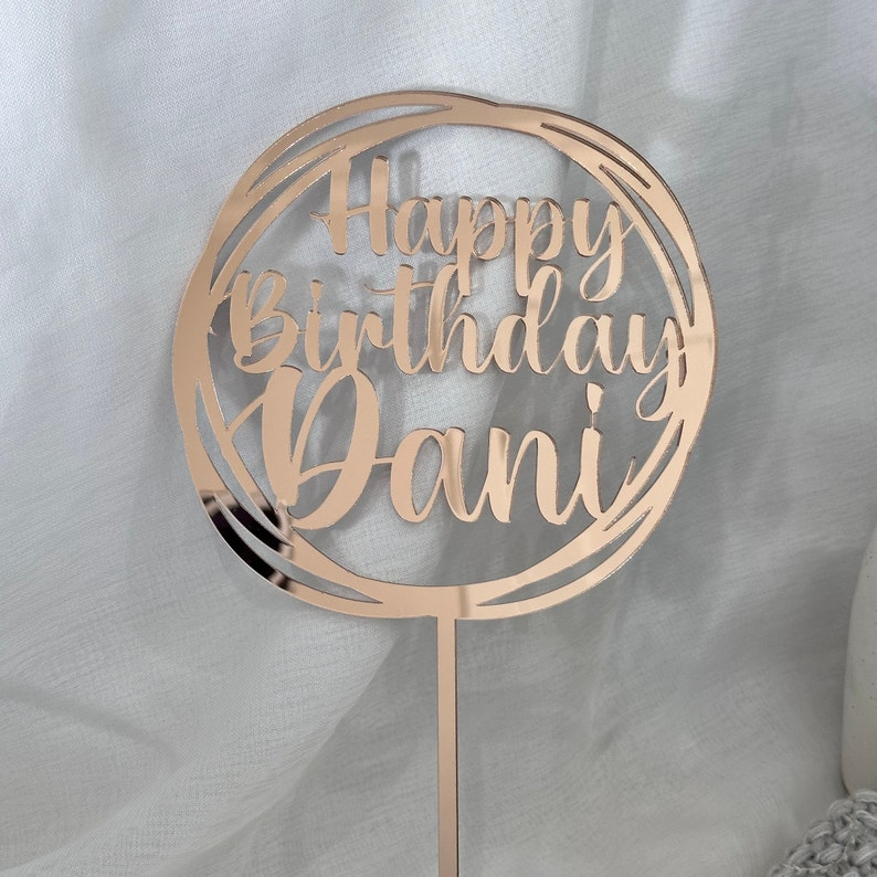 Circle Frame Name Acrylic Cake Topper