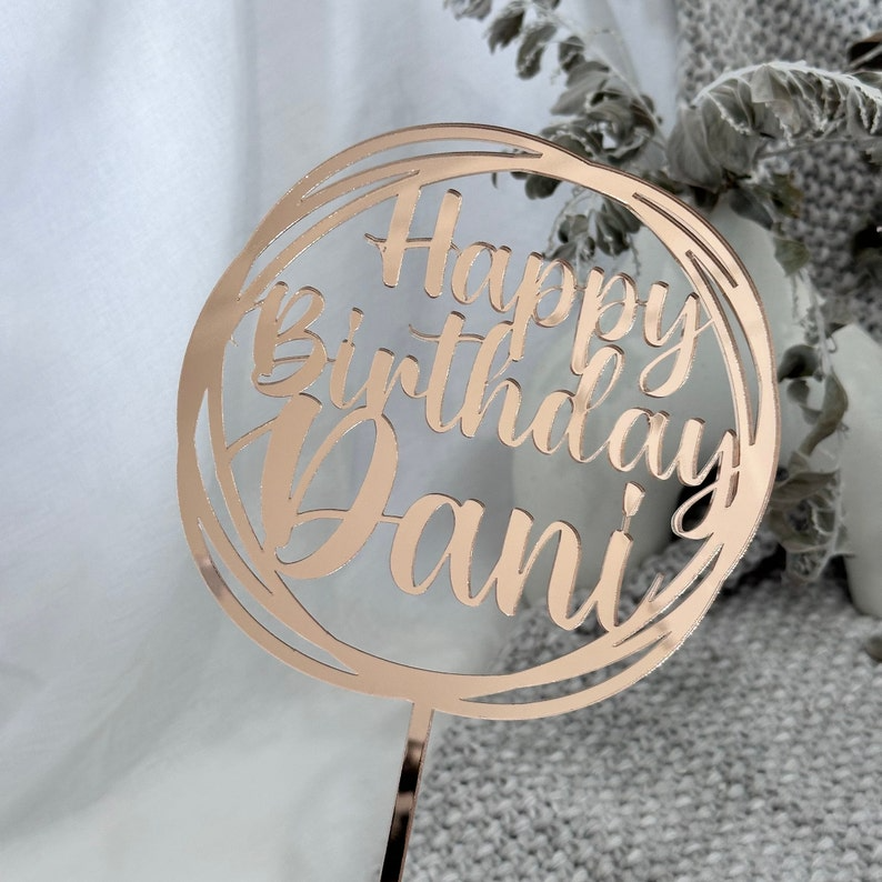 Circle Frame Name Acrylic Cake Topper