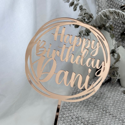 Circle Frame Name Acrylic Cake Topper