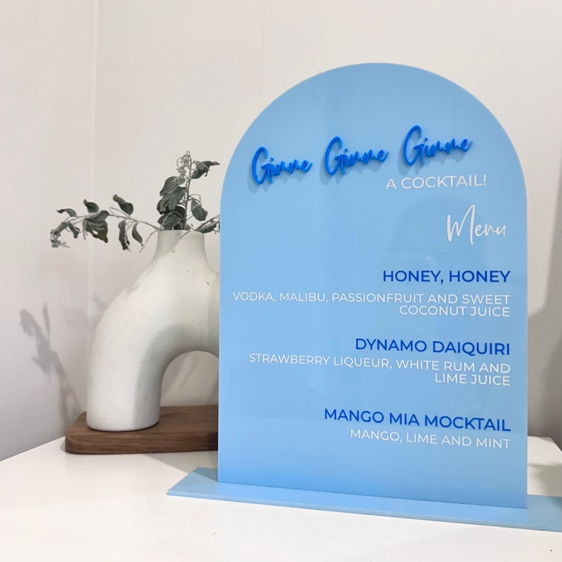 Custom Acrylic Bar Menu