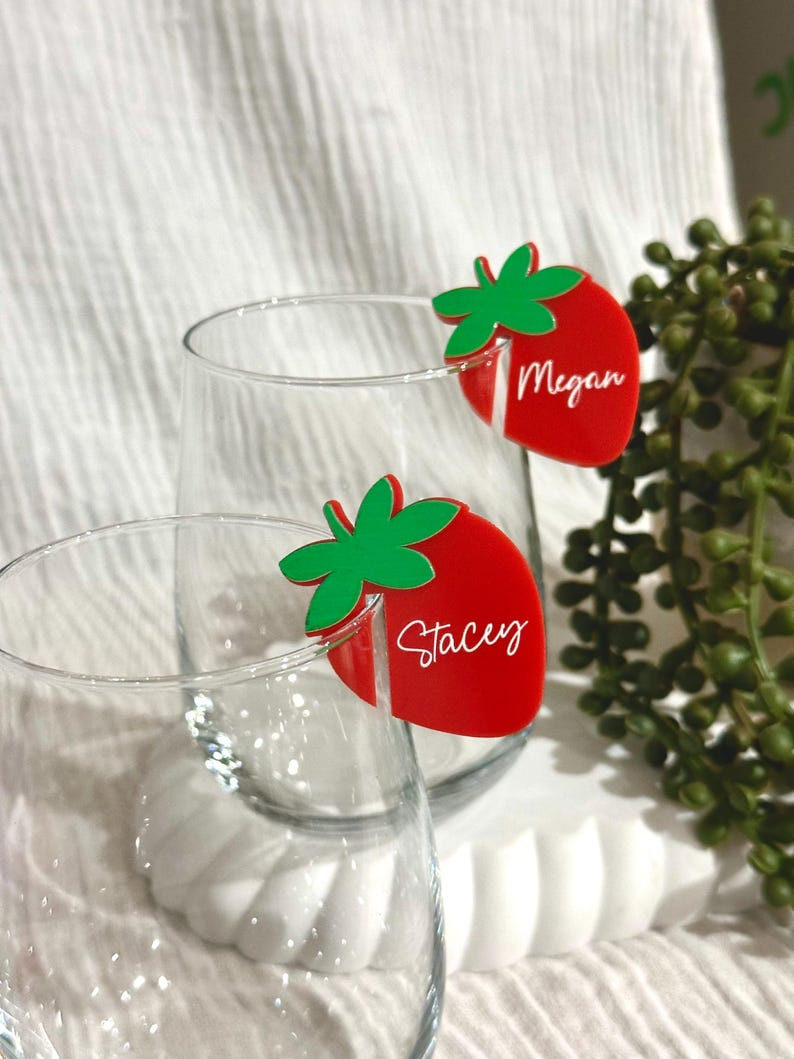 Strawberry Acrylic Drink Tags