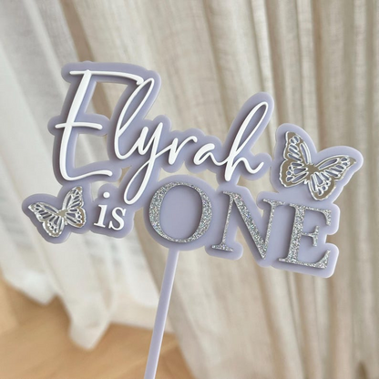 Butterfly Fairy First Birthday Custom Acrylic Cake Topper
