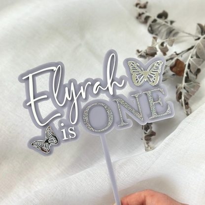 Butterfly Fairy First Birthday Custom Acrylic Cake Topper