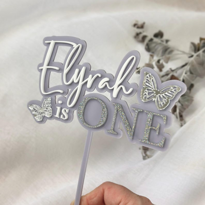 Butterfly Fairy First Birthday Custom Acrylic Cake Topper