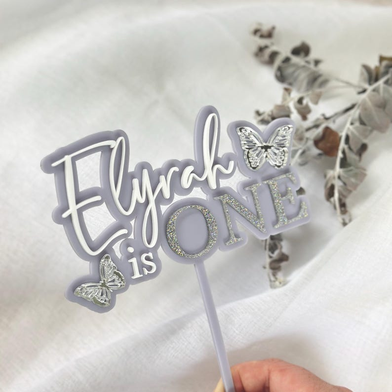 Butterfly Fairy First Birthday Custom Acrylic Cake Topper