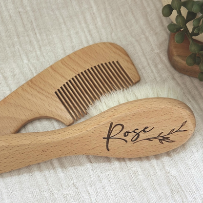 Custom Engraved Baby Brush and Comb Gift Set