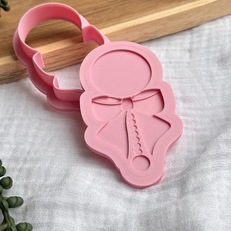 Baby Rattle with Bow Cookie Stamp & Cutter Set