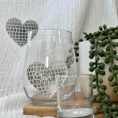 Heart Shaped Disco Ball Acrylic Drink Tag