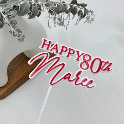 Name and Age Happy Birthday Cake Topper