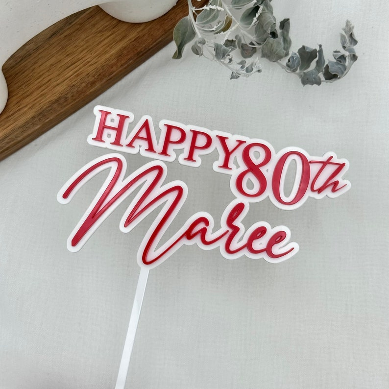 Name and Age Happy Birthday Cake Topper