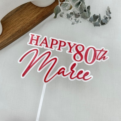 Name and Age Happy Birthday Cake Topper
