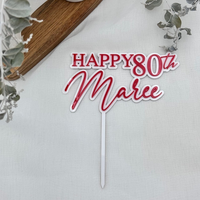 Name and Age Happy Birthday Cake Topper