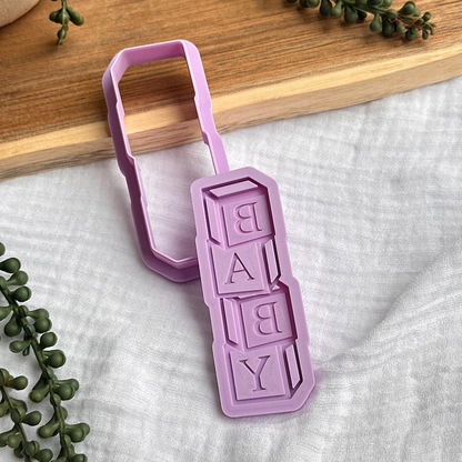 Stacked Baby Blocks Cookie Stamp & Cutter Set