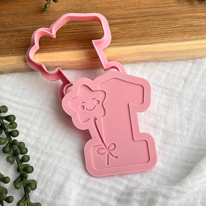 Number 1 with Star Balloon Cookie Stamp & Cutter Set
