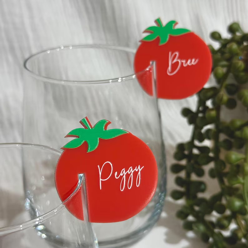 Tomato Acrylic Drink Tags