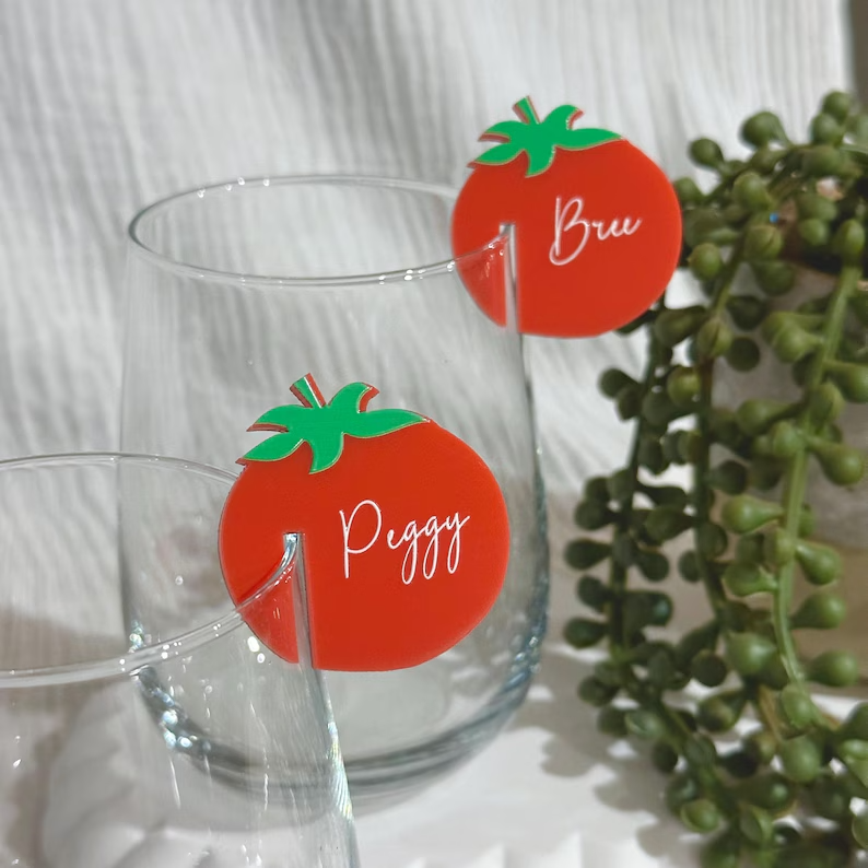 Tomato Acrylic Drink Tags