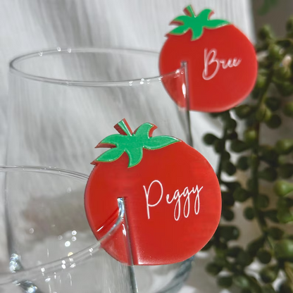 Tomato Acrylic Drink Tags