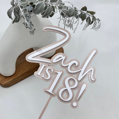 Name and Age Birthday Cake Topper