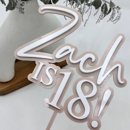 Name and Age Birthday Cake Topper