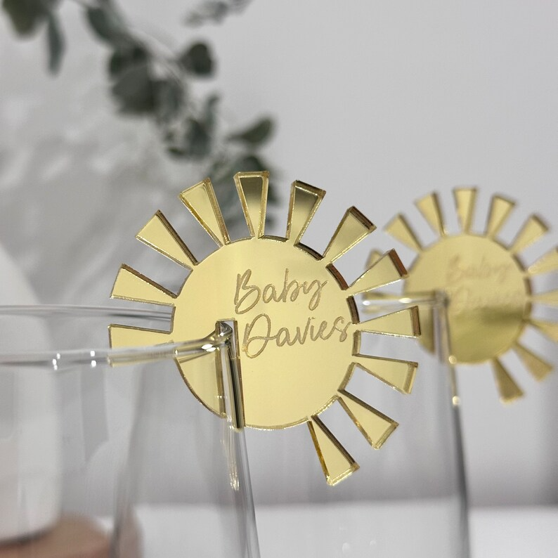 Personalised Sun Acrylic Drink Tags