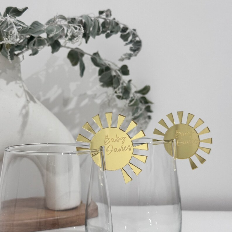 Personalised Sun Acrylic Drink Tags