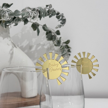 Personalised Sun Acrylic Drink Tags