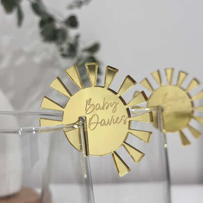 Personalised Sun Acrylic Drink Tags