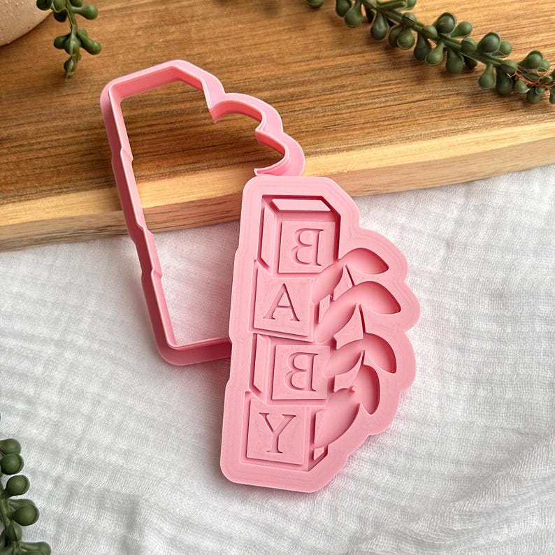 Baby Blocks with Leaves Cookie Stamp & Cutter Set