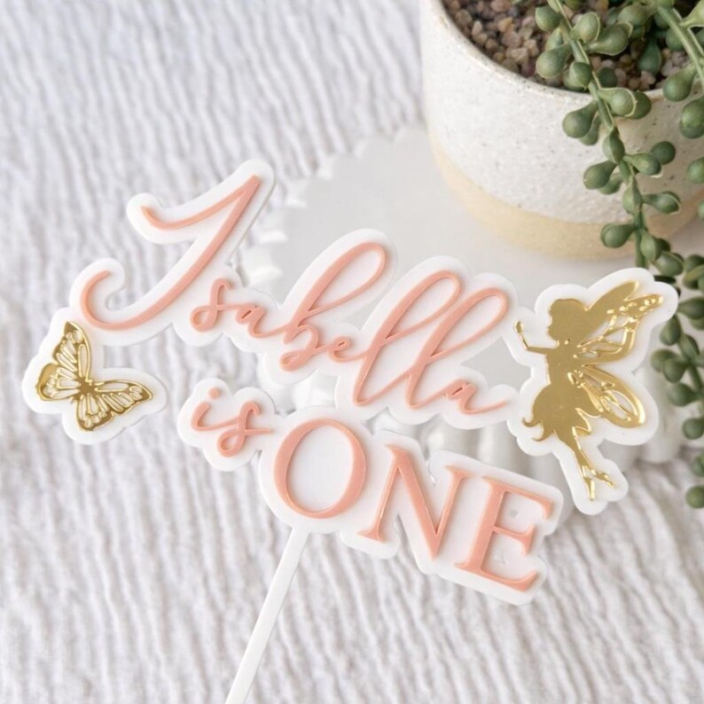 Fairy First Birthday Custom Acrylic Cake Topper